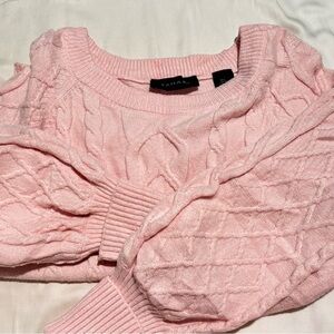 Tahari Light Pink Cable Knit Sweater